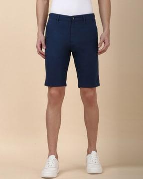 men slim fit flat-front shorts