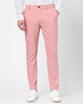 men slim fit flat-front trousers