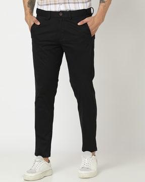 men slim fit flat-front trousers