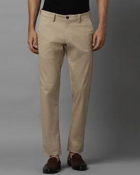 men slim fit flat-front trousers