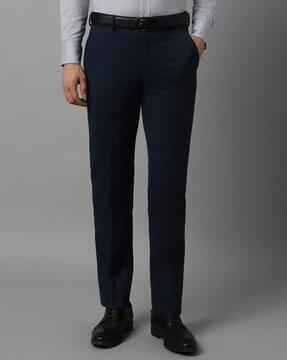 men slim fit flat-front trousers