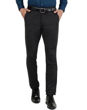 men slim fit flat-front trousers