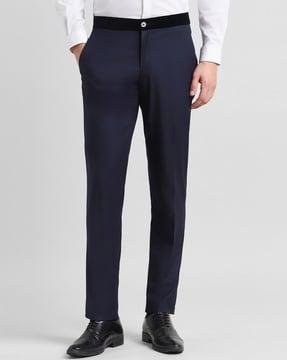 men slim fit flat-front trousers