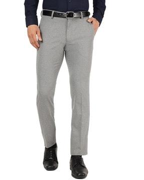 men slim fit flat-front trousers