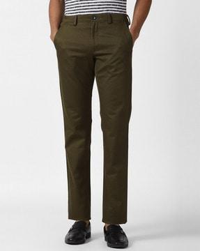 men slim fit flat-front trousers