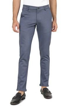 men slim fit flat-front trousers