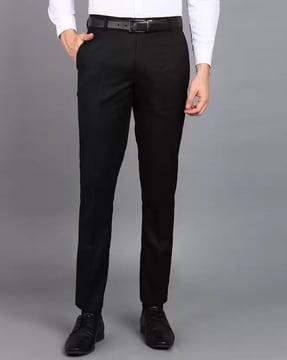 men slim fit flat-front trousers