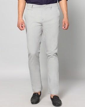 men slim fit flat-front trousers