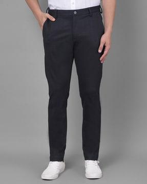 men slim fit flat-front trousers