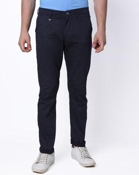 men slim fit flat-front trousers