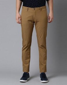 men slim fit flat-front trousers