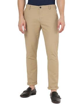 men slim fit flat-front trousers