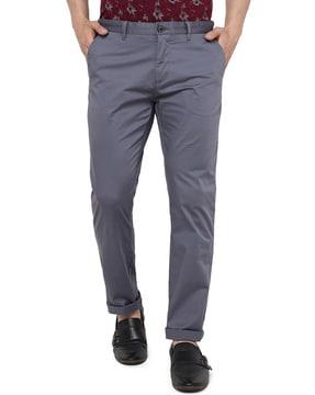 men slim fit flat-front trousers