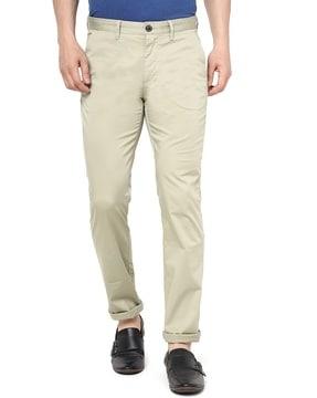 men slim fit flat-front trousers