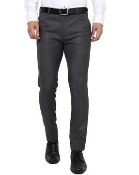 men slim fit flat-front trousers