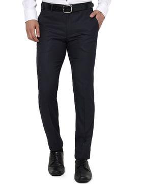 men slim fit flat-front trousers