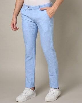 men slim fit flat-front trousers