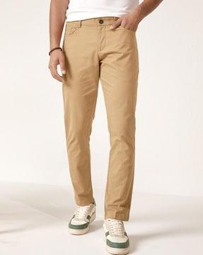 men slim fit flat-front trousers