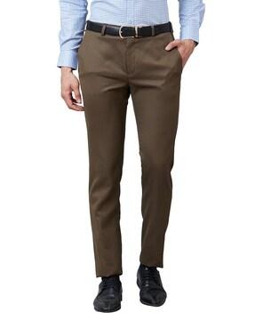 men slim fit flat-front trousers