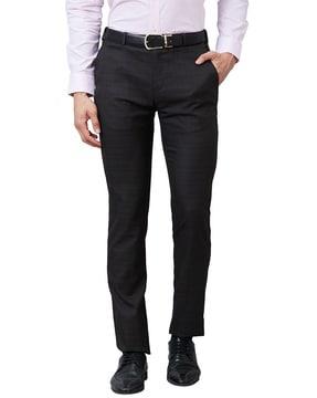 men slim fit flat-front trousers