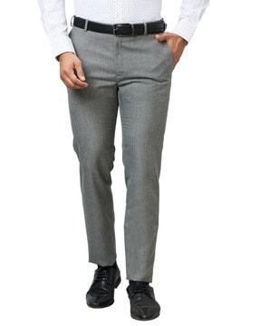 men slim fit flat-front trousers