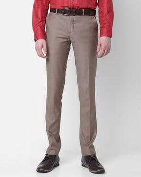 men slim fit flat-front trousers