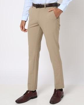 men slim fit flat-front trousers