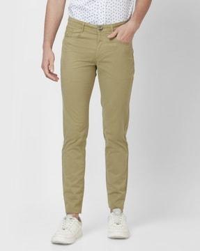 men slim fit flat-front trousers