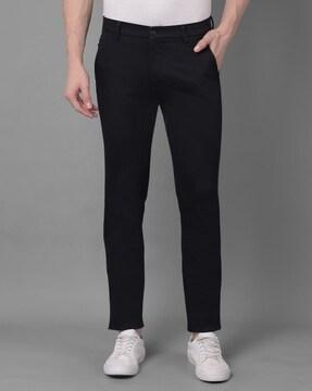 men slim fit flat-front trousers