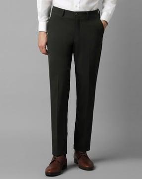 men slim fit flat-front trousers