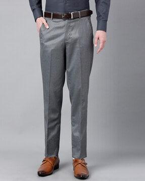 men slim fit flat-front trousers