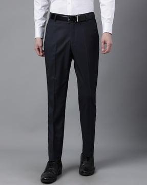 men slim fit flat-front trousers