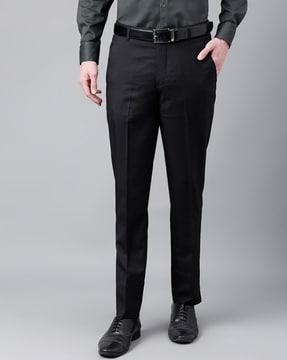 men slim fit flat-front trousers