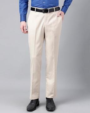 men slim fit flat-front trousers