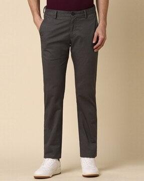 men slim fit flat-front trousers