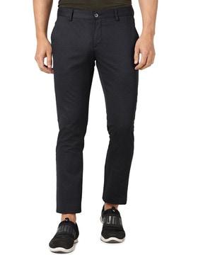 men slim fit flat-front trousers