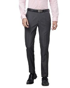 men slim fit flat-front trousers