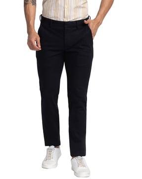 men slim fit flat-front trousers