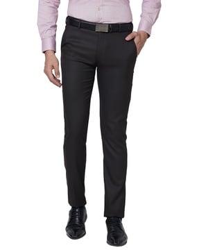 men slim fit flat-front trousers