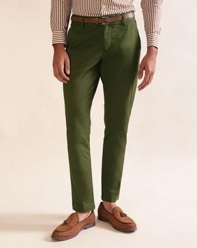 men slim fit flat-front trousers