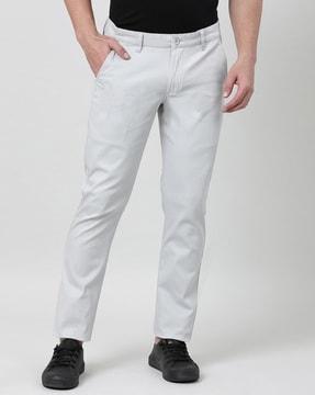 men slim fit flat-front trousers