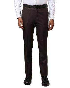 men slim fit flat-front trousers