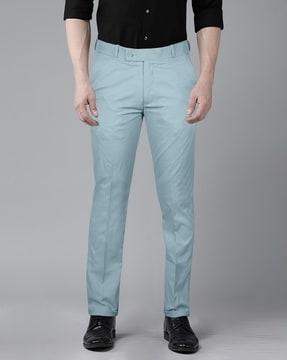 men slim fit flat-front trousers