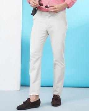 men slim fit flat-front trousers