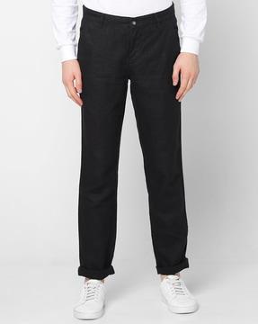 men slim fit flat-front trousers