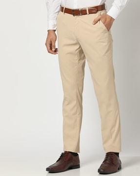 men slim fit flat-front trousers