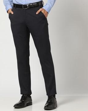 men slim fit flat-front trousers