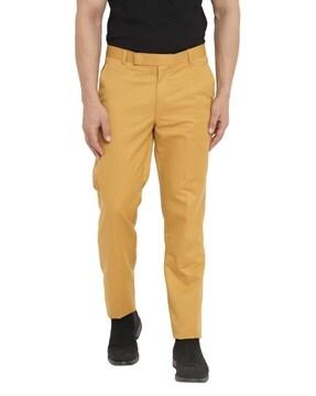 men slim fit flat-front trousers