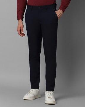 men slim fit flat-front trousers