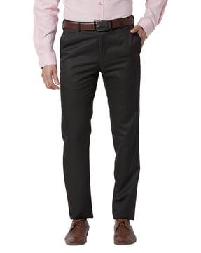 men slim fit flat-front trousers